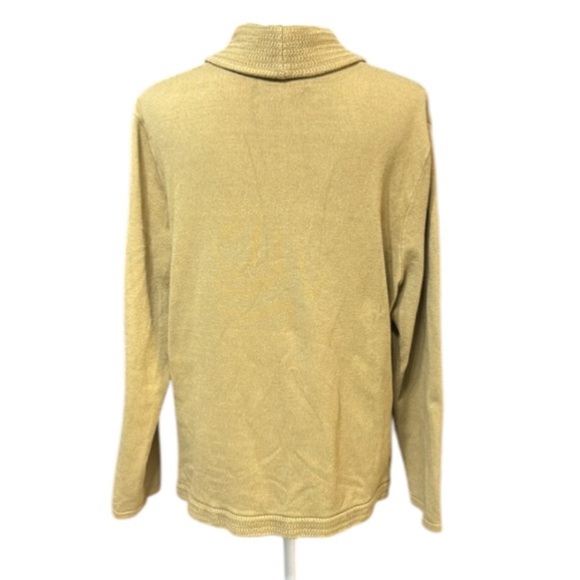 Yellow cardigan, cable knit, snap buttons and front pockets size XL Vintage - Picture 4 of 9